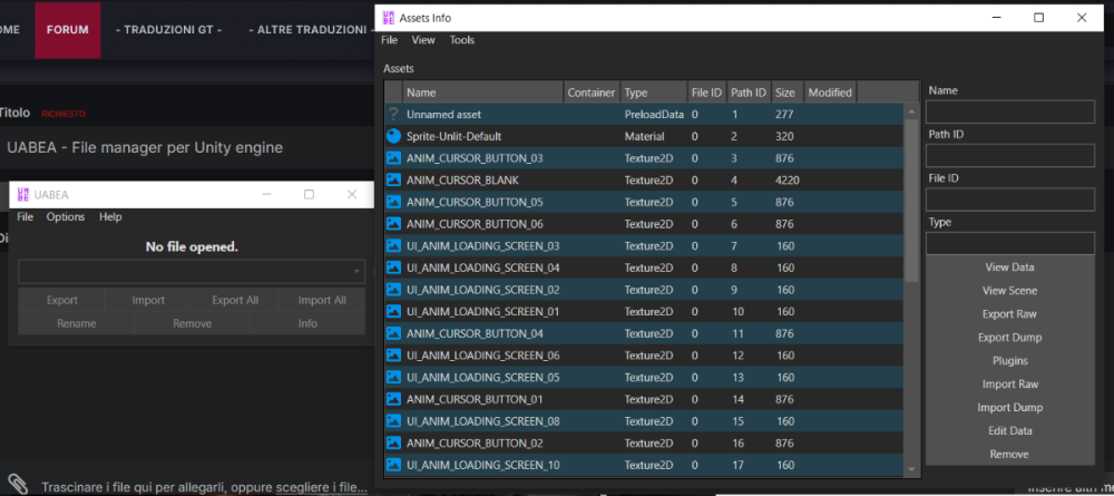 UABEA - File manager per Unity engine - Unity engine - Games Translator